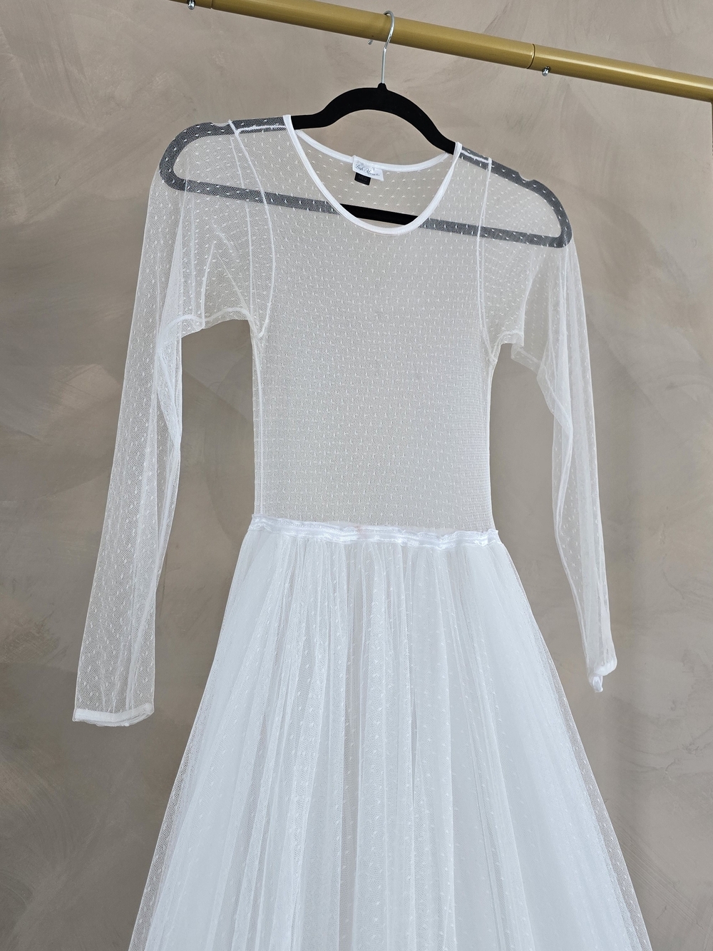 White Sheer Tulle Wedding Dress for Women - Picture 4 of 6